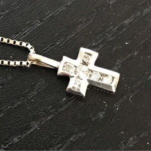 Stamped 14k white gold and Diamond pendant on an 18” 14k white gold chain.